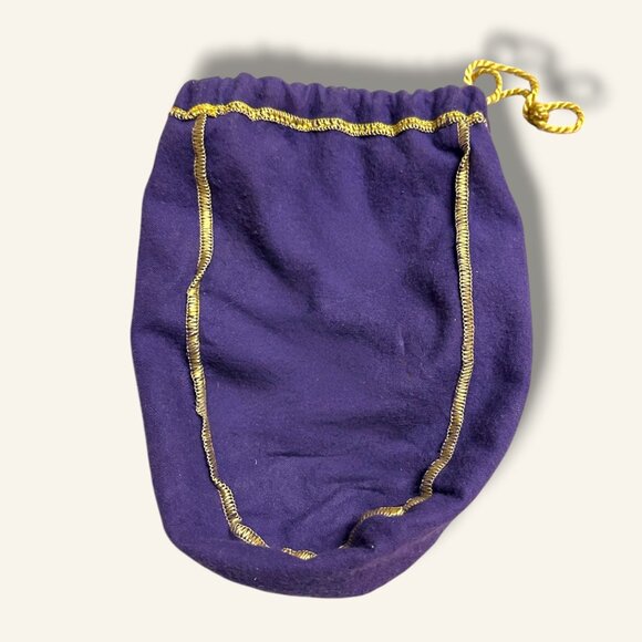Vintage Crown Royal Blue Drawstring Bag With Gold Stitching - Picture 2 of 2